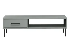 Mesa de centro con patas de metal OSLO madera maciza pino gris