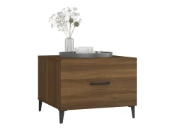 Mesa de centro con patas de metal marrón roble 50x50x40 cm
