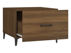 Mesa de centro con patas de metal marrón roble 50x50x40 cm