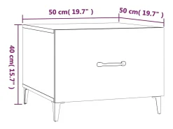 Mesa de centro con patas de metal marrón roble 50x50x40 cm