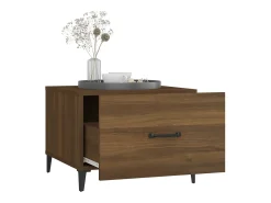 Mesa de centro con patas de metal marrón roble 50x50x40 cm