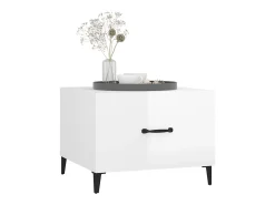 Mesa de centro con patas de metal blanco brillante 50x50x40 cm ES15337