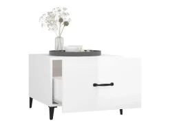 Mesa de centro con patas de metal blanco brillante 50x50x40 cm ES15337