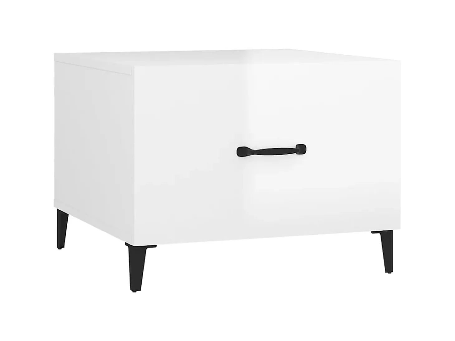 Mesa de centro con patas de metal blanco brillante 50x50x40 cm ES15337