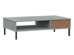 Mesa de centro con patas de metal OSLO madera maciza pino gris