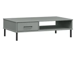 Mesa de centro con patas de metal OSLO madera maciza pino gris