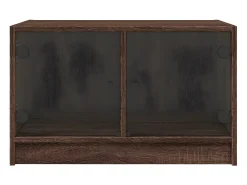 Mesa de centro con puertas de vidrio marrón roble 68x50x42 cm
