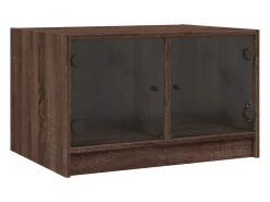 Mesa de centro con puertas de vidrio marrón roble 68x50x42 cm