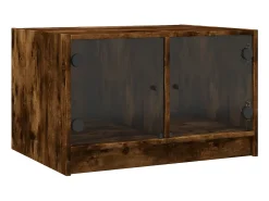 Mesa de centro con puertas de vidrio roble ahumado 68x50x42 cm