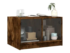 Mesa de centro con puertas de vidrio roble ahumado 68x50x42 cm