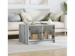 Mesa de centro con puertas de vidrio gris Sonoma 68x50x42 cm