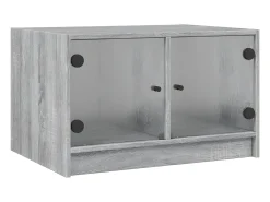 Mesa de centro con puertas de vidrio gris Sonoma 68x50x42 cm