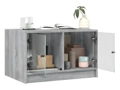 Mesa de centro con puertas de vidrio gris Sonoma 68x50x42 cm