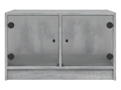 Mesa de centro con puertas de vidrio gris Sonoma 68x50x42 cm