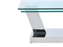 Mesa de centro con tableros giratorios - Vidrio templado y acero inoxidable - Transparente - OYRUS