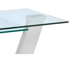 Mesa de centro con tableros giratorios - Vidrio templado y acero inoxidable - Transparente - OYRUS