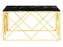Mesa de centro de acero inoxidable y vidrio dorada 80x80x40 cm