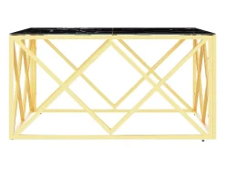 Mesa de centro de acero inoxidable y vidrio dorada 80x80x40 cm