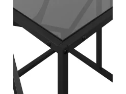 Mesa de centro de acero superficie de vidrio negra 98,5x50x41cm
