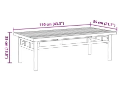 Mesa de centro de bambú 110x55x35 cm