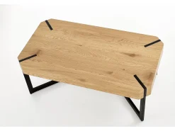 Mesa de centro de diseño con tablero de roble y patas de acero negro Brest