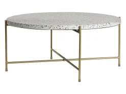 Mesa de centro de diseño redonda de terrazo y metal dorado 81 cm diám. MEZZO