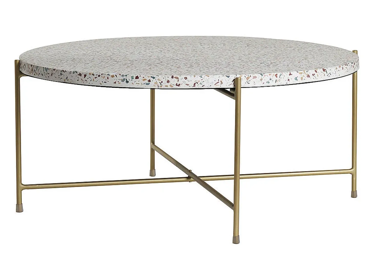 Mesa de centro de diseño redonda de terrazo y metal dorado 81 cm diám. MEZZO