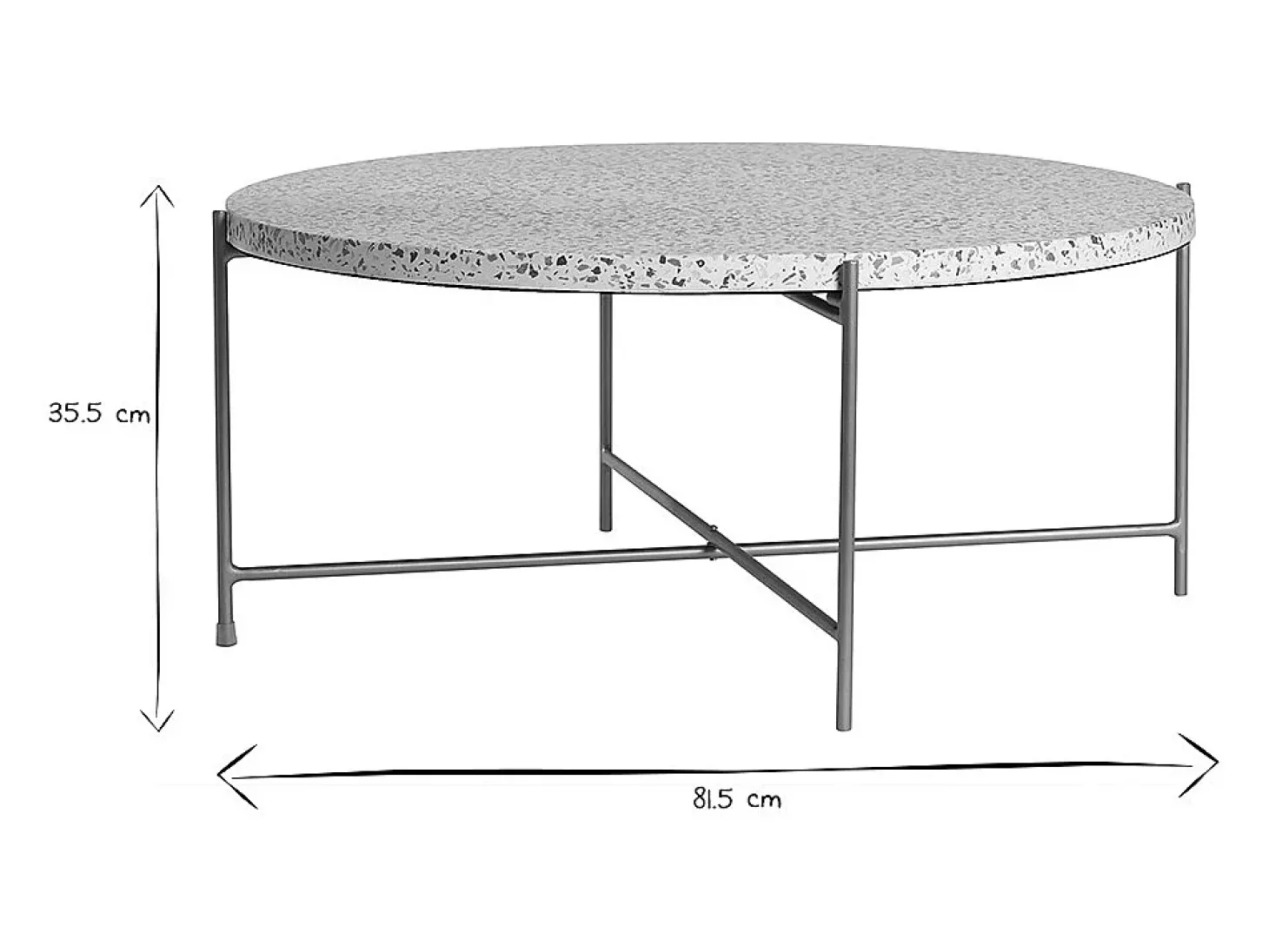 Mesa de centro de diseño redonda de terrazo y metal dorado 81 cm diám. MEZZO