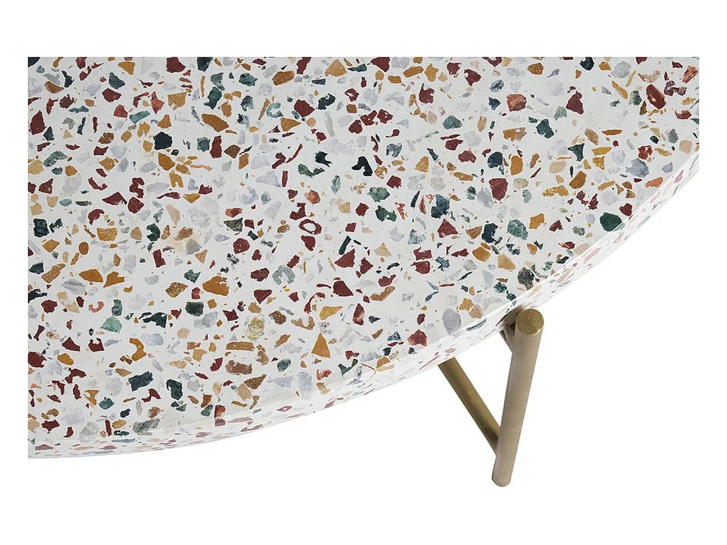 Mesa de centro de diseño redonda de terrazo y metal dorado 81 cm diám. MEZZO