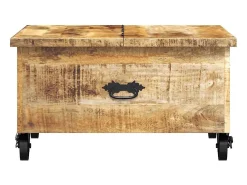 Mesa de centro de madera de mango rugosa 70x70x40 cm