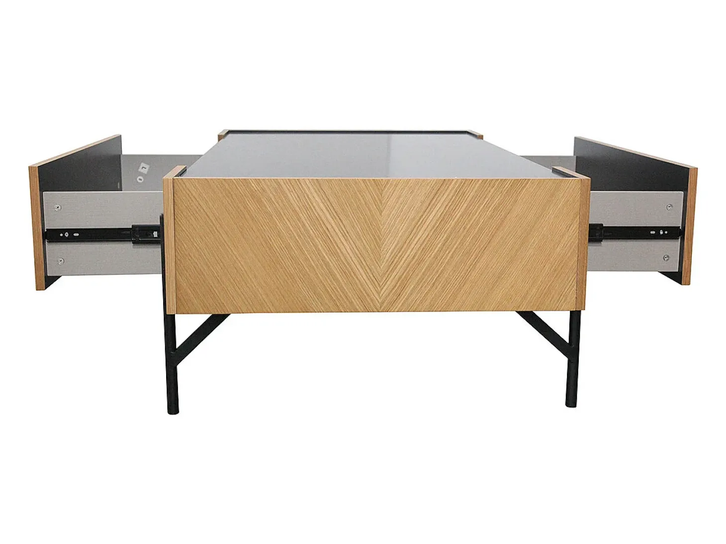 Mesa de centro de madera clara con 2 cajones grandes SEQUOIA