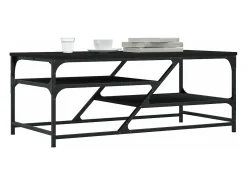Mesa de centro de madera contrachapada negro 100x49x40 cm