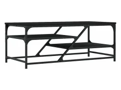 Mesa de centro de madera contrachapada negro 100x49x40 cm