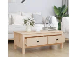 Mesa de centro de madera maciza de pino gris 100x50x40 cm