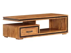 Mesa de centro de madera maciza de acacia 100x45x33 cm