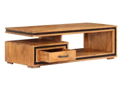 Mesa de centro de madera maciza de acacia 100x45x33 cm