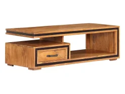 Mesa de centro de madera maciza de acacia 100x45x33 cm