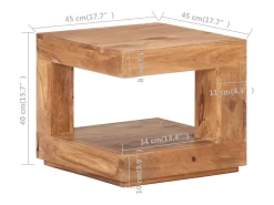 Mesa de centro de madera maciza de acacia 45x45x40 cm