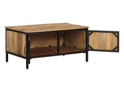 Mesa de centro de madera maciza de mango rugosa 80x50x40 cm