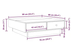 Mesa de centro de madera de ingeniería marrón roble 90x90x28 cm
