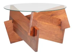 Mesa de centro de madera maciza de acacia 66 cm
