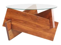 Mesa de centro de madera maciza de acacia 66 cm