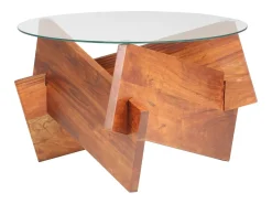 Mesa de centro de madera maciza de acacia 66 cm