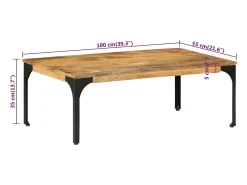 Mesa de centro de madera maciza mango 100x55x35 cm