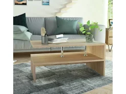 Mesa de centro de madera aglomerada 90x59x42cm color roble