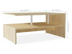 Mesa de centro de madera aglomerada 90x59x42cm color roble
