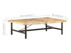 Mesa de centro de madera maciza de mango 142x90x42 cm