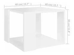 Mesa de centro de madera contrachapada blanco 40x40x30 cm
