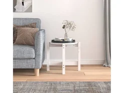 Mesa de centro de madera maciza de pino blanco Ø52,5x45 cm ES82593