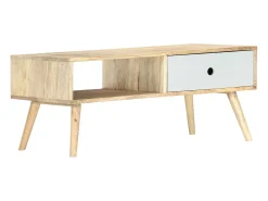 Mesa de centro de madera maciza de mango 90x50x40 cm
